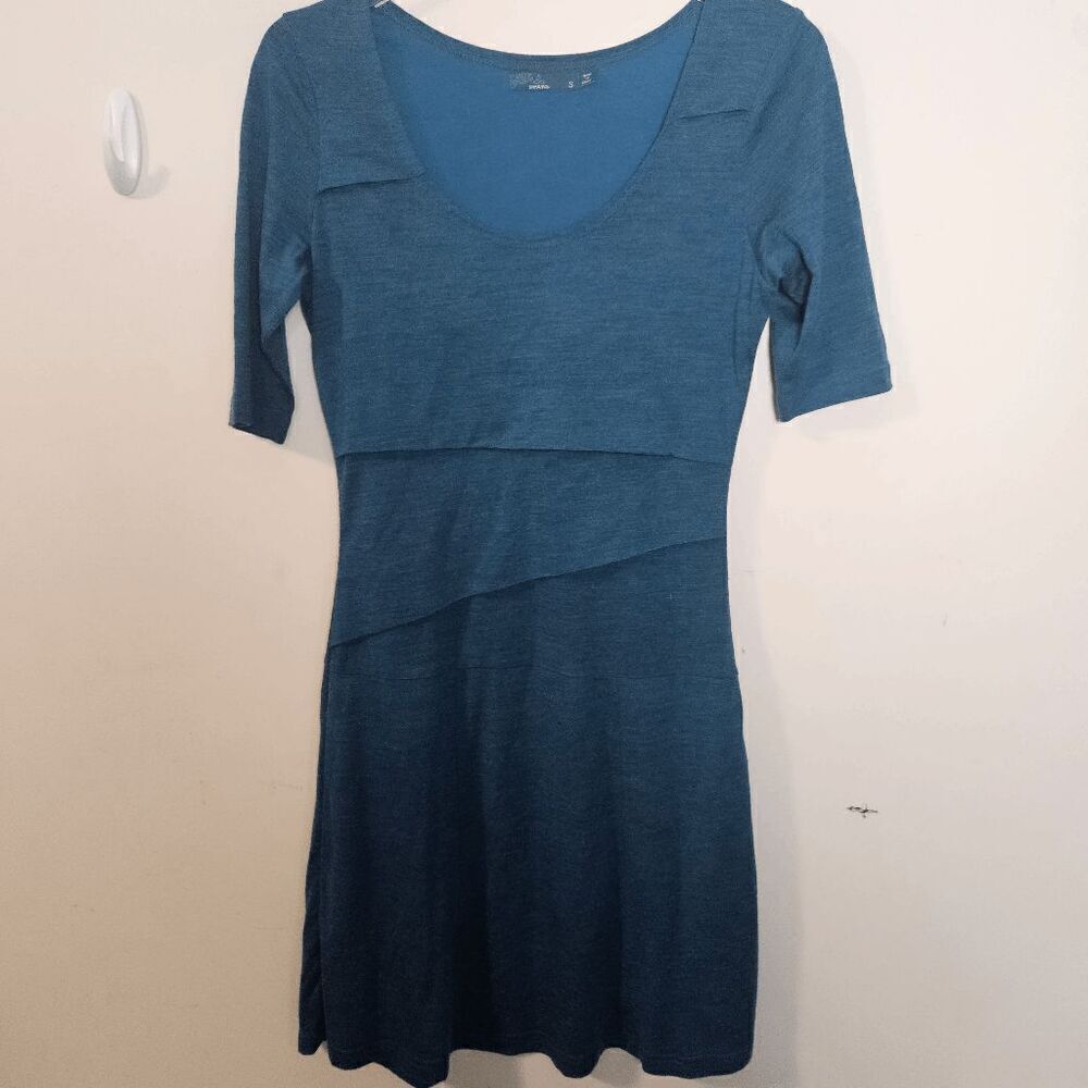 Prana Abilene Wool Blend Half Sleeve Dress W3ABIL315 Women's Blue Size Small